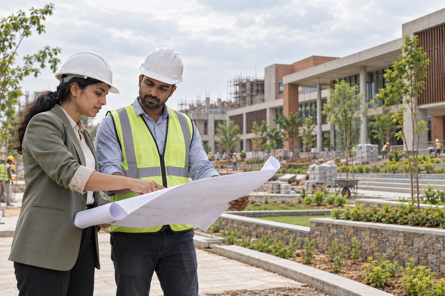 Proteios team discussing a campus development project