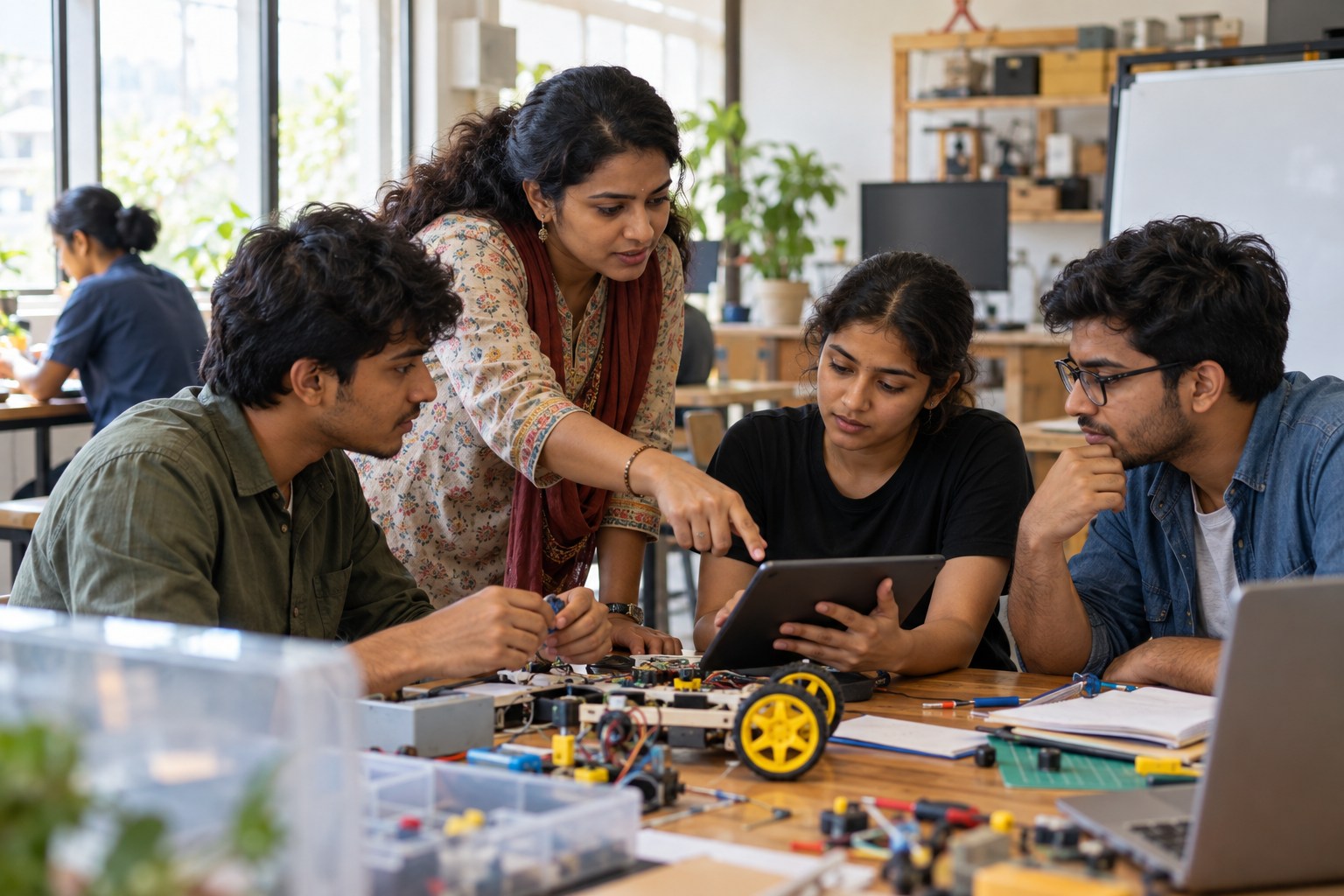 Young adults collaborating in a learning and innovation workshop
